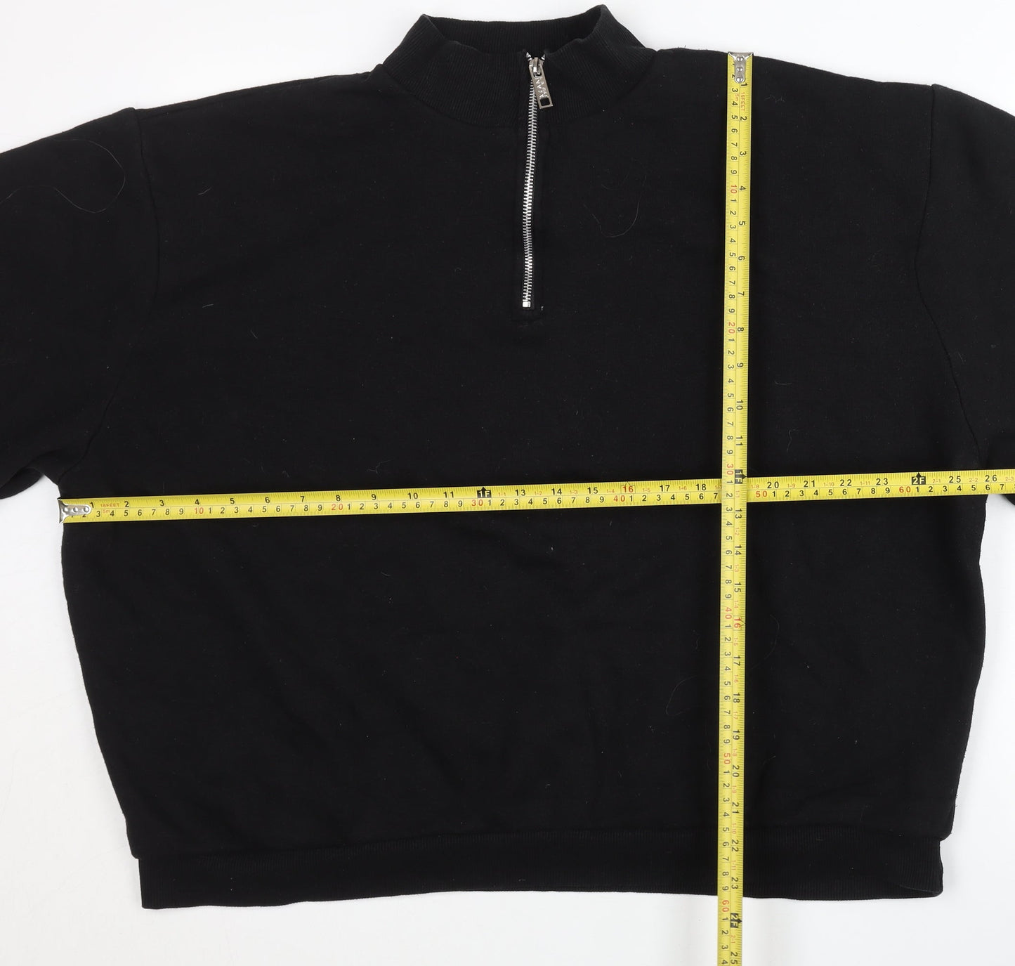 boohooMAN Men’s Black 1/2 Zip Sweatshirt L Regular Fit Long Sleeve
