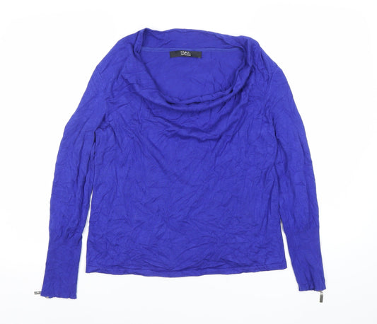 Star by Julien Macdonald Womens Blue Size 12 Cowl Neck Knit Top