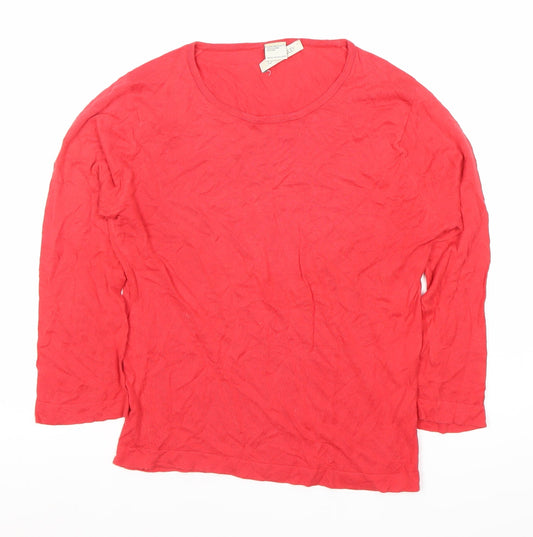 John Smedley Womens Red XS Long Sleeve Scoop Neck Cotton Top