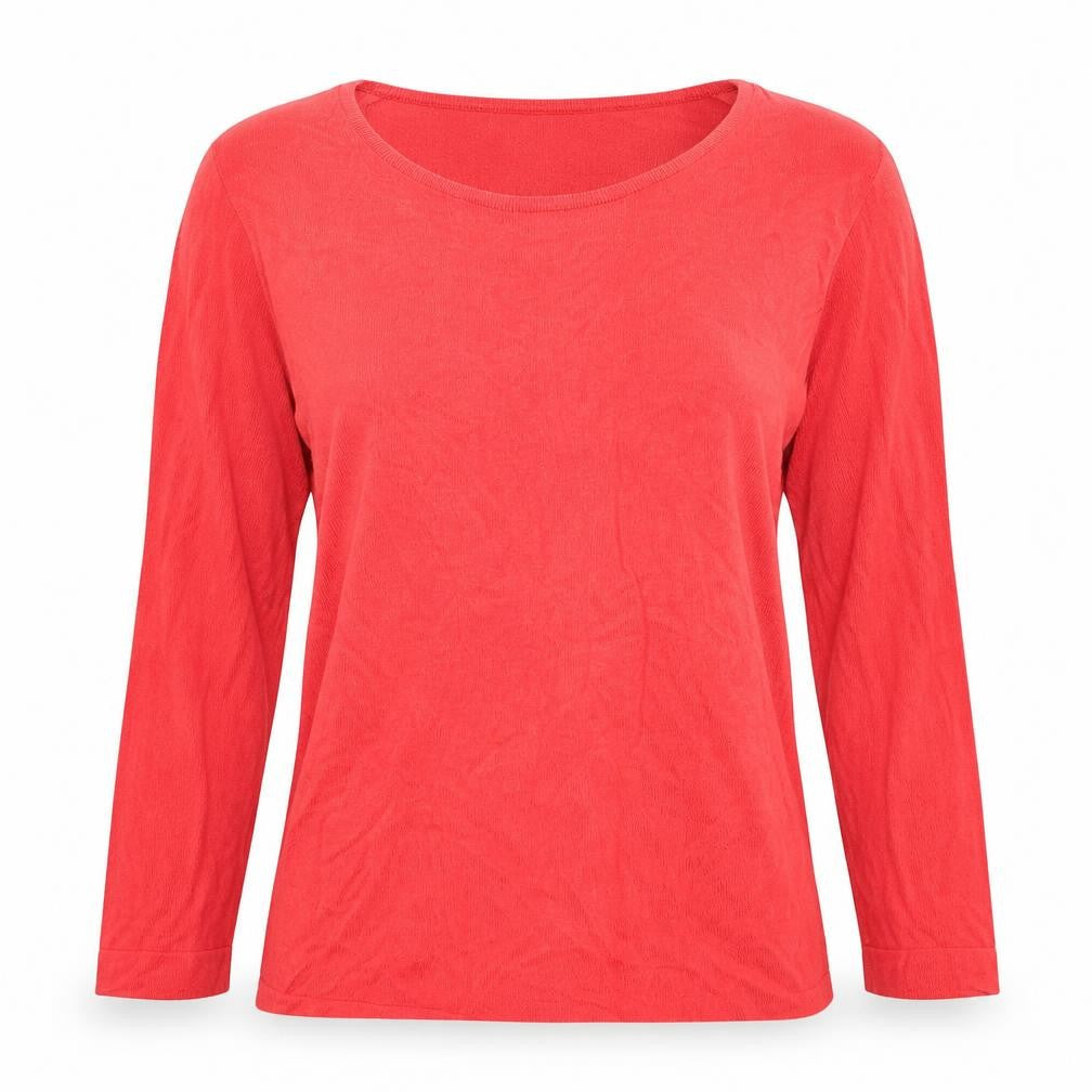 John Smedley Womens Red XS Long Sleeve Scoop Neck Cotton Top