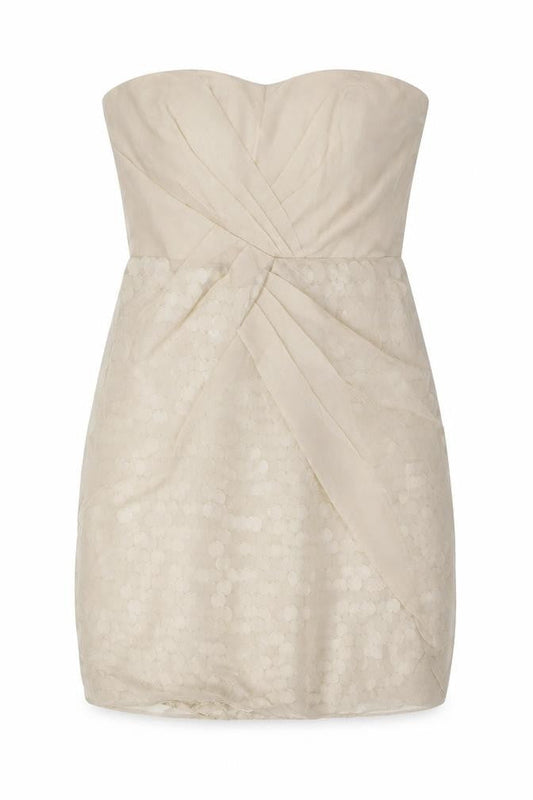 Karen Millen Women Beige Strapless Sequin Bodycon Dress Size 10