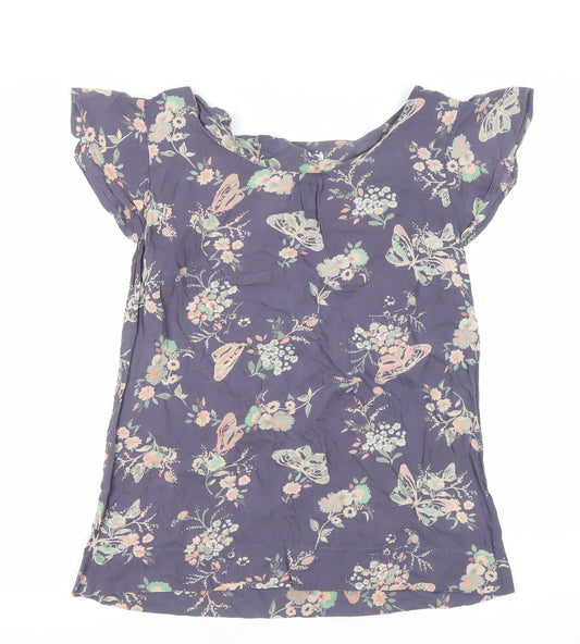 White Stuff Womens Purple Floral Butterfly Tunic Blouse Size 10