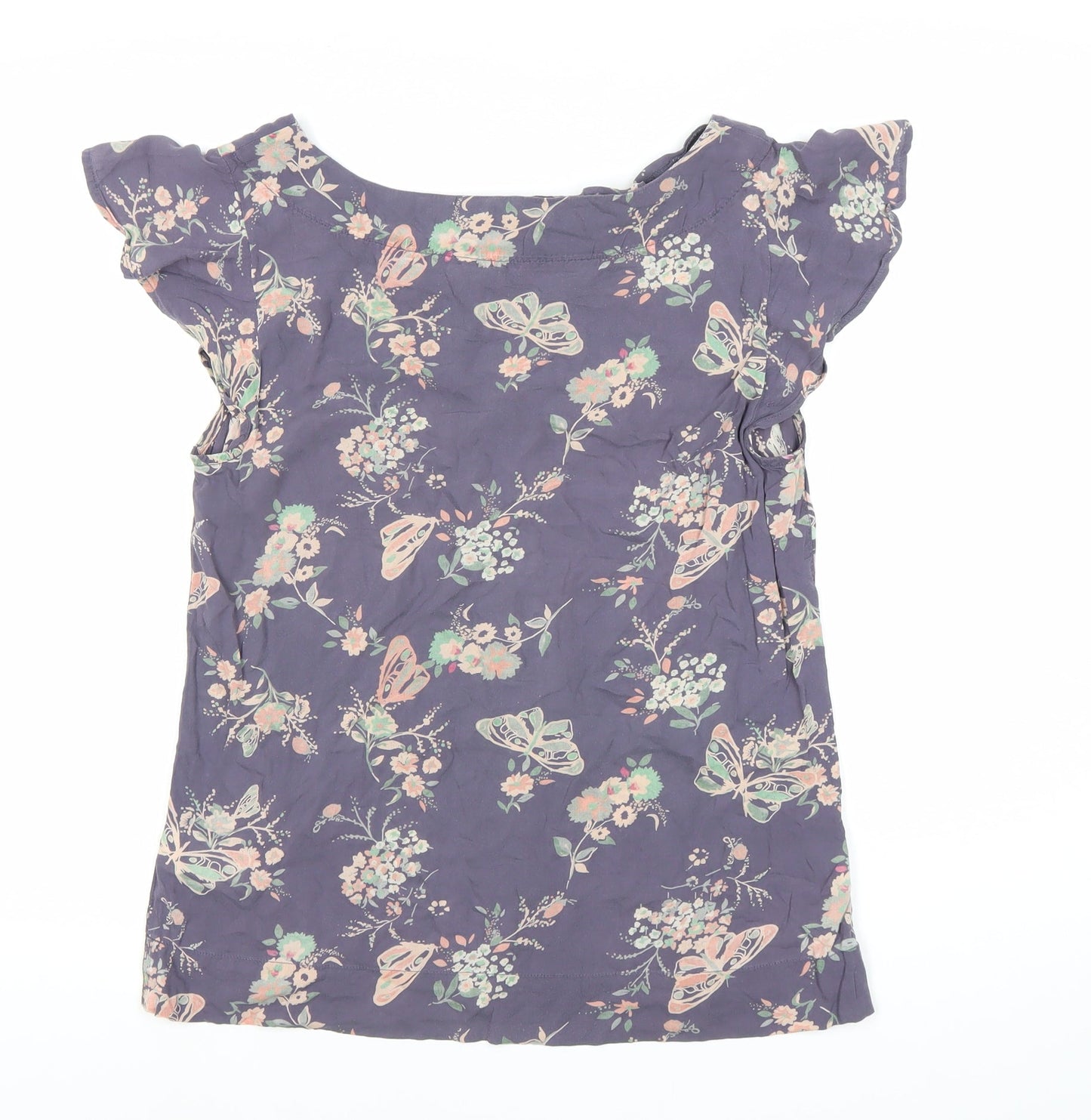 White Stuff Womens Purple Floral Butterfly Tunic Blouse Size 10