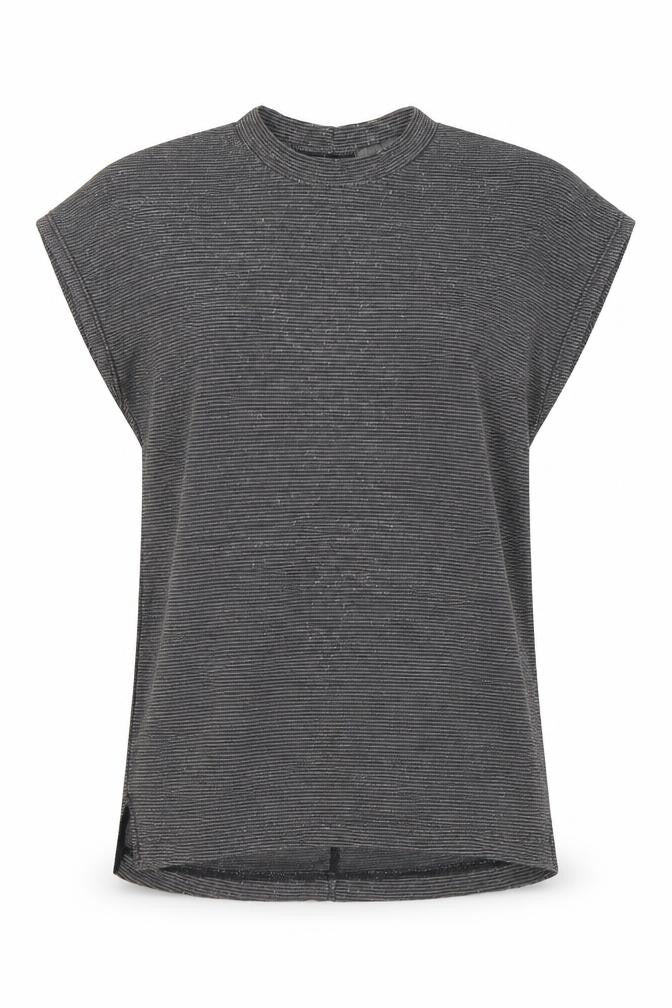 Next Women’s Black Size 12 Mock Neck Sleeveless Striped Top
