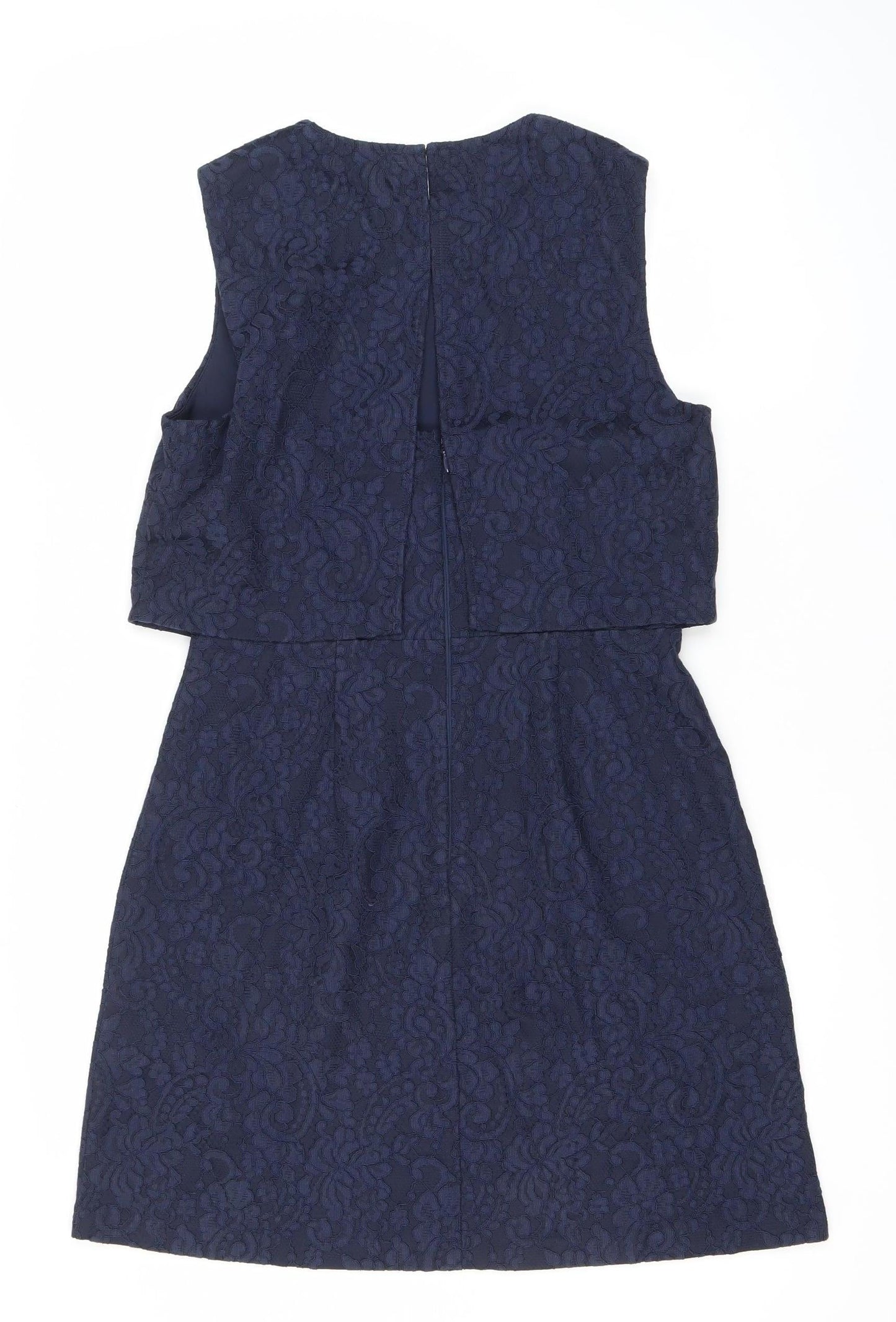 Warehouse Women’s Blue Jacquard Sheath Dress Size 12 Knee Length