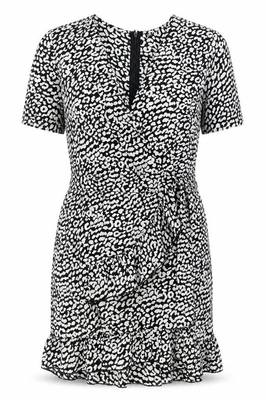 Quiz Womens Black Animal Print Short Bodycon Dress Size 12