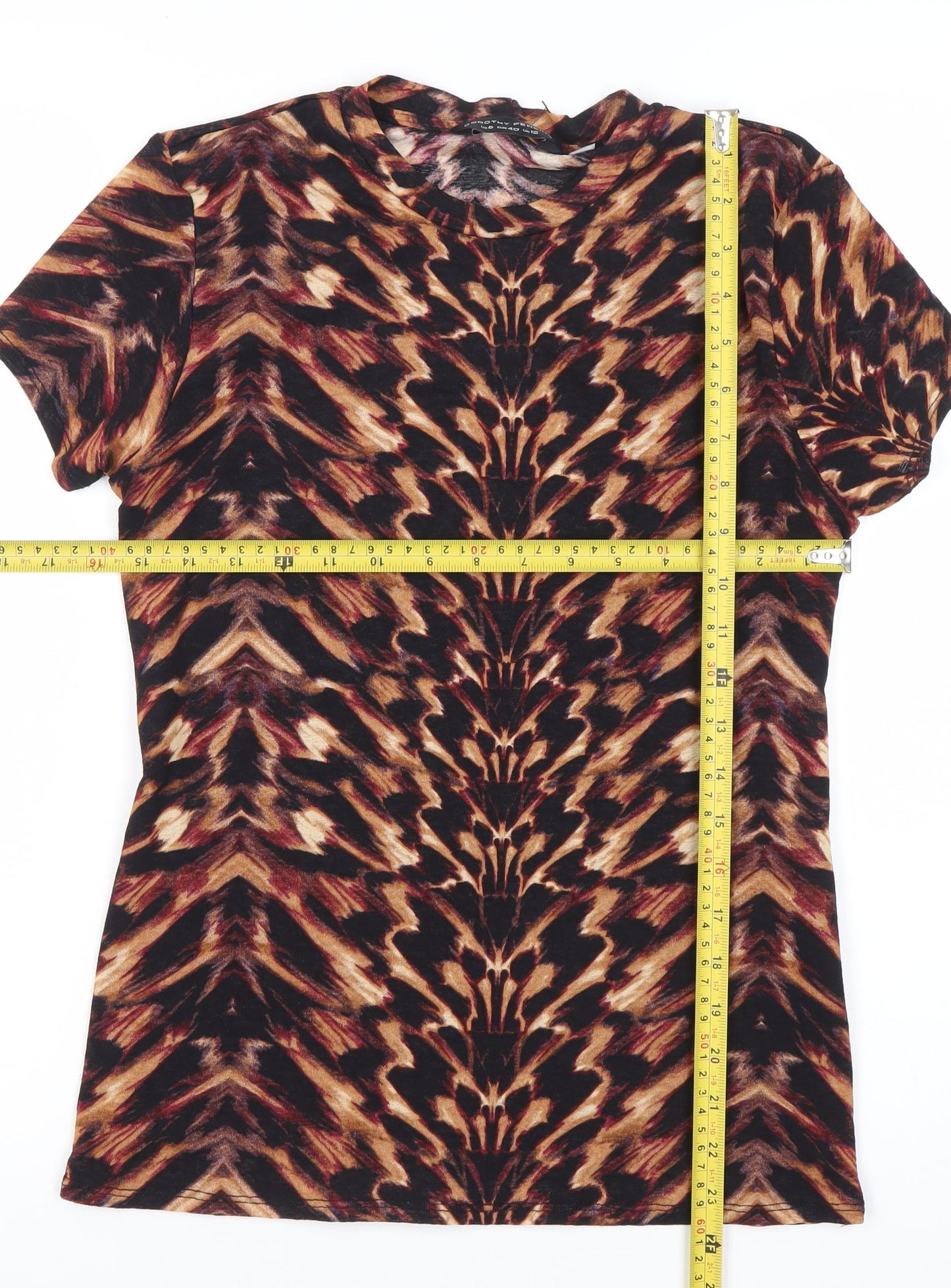 Dorothy Perkins Womens Animal Print T-Shirt UK 12 Multicoloured