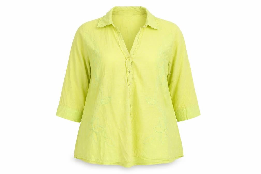 Marks & Spencer Women Green Floral Cotton Blouse Size 16