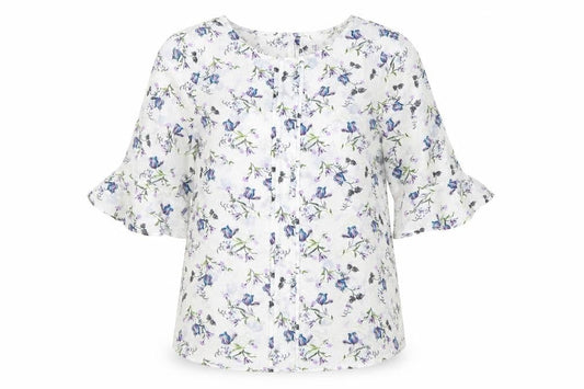 M&Co Women’s Ivory Floral Blouse Size 12 Tunic Style 3/4 Sleeve