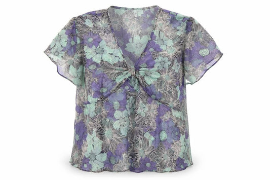 Gray & Osbourn Womens Multicoloured Floral Chiffon Blouse UK 16