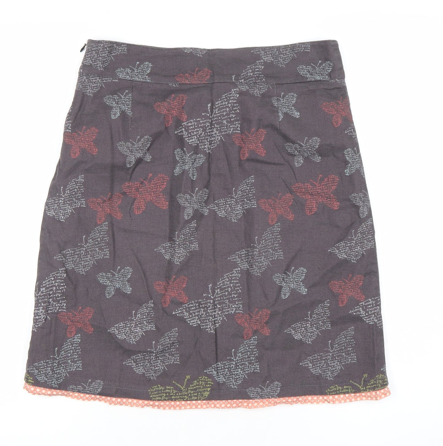 Wakee Stuff Womens Brown Butterfly Cotton A-Line Skirt Size 8