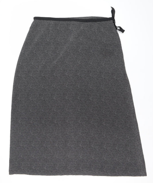 Viyella Womens Black Geometric Knee Length Pencil Skirt Size 16