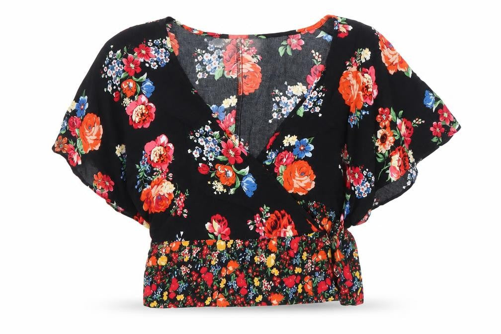 New Look Women’s Multicoloured Floral Wrap Blouse Size 8
