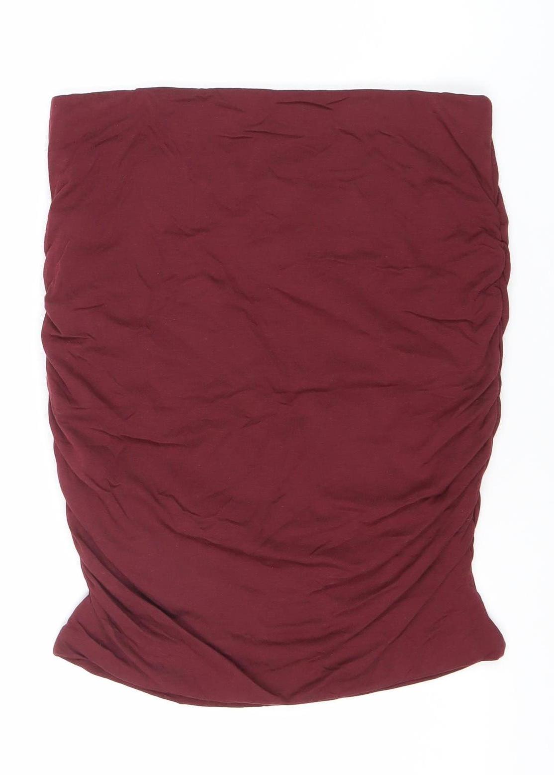 Hush Womens Red Knee Length Pencil Skirt Size S Cotton Modal