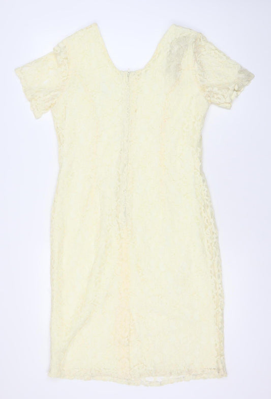 Classics Women’s Ivory Lace Sheath Dress Size 14 Knee Length Wedding Party