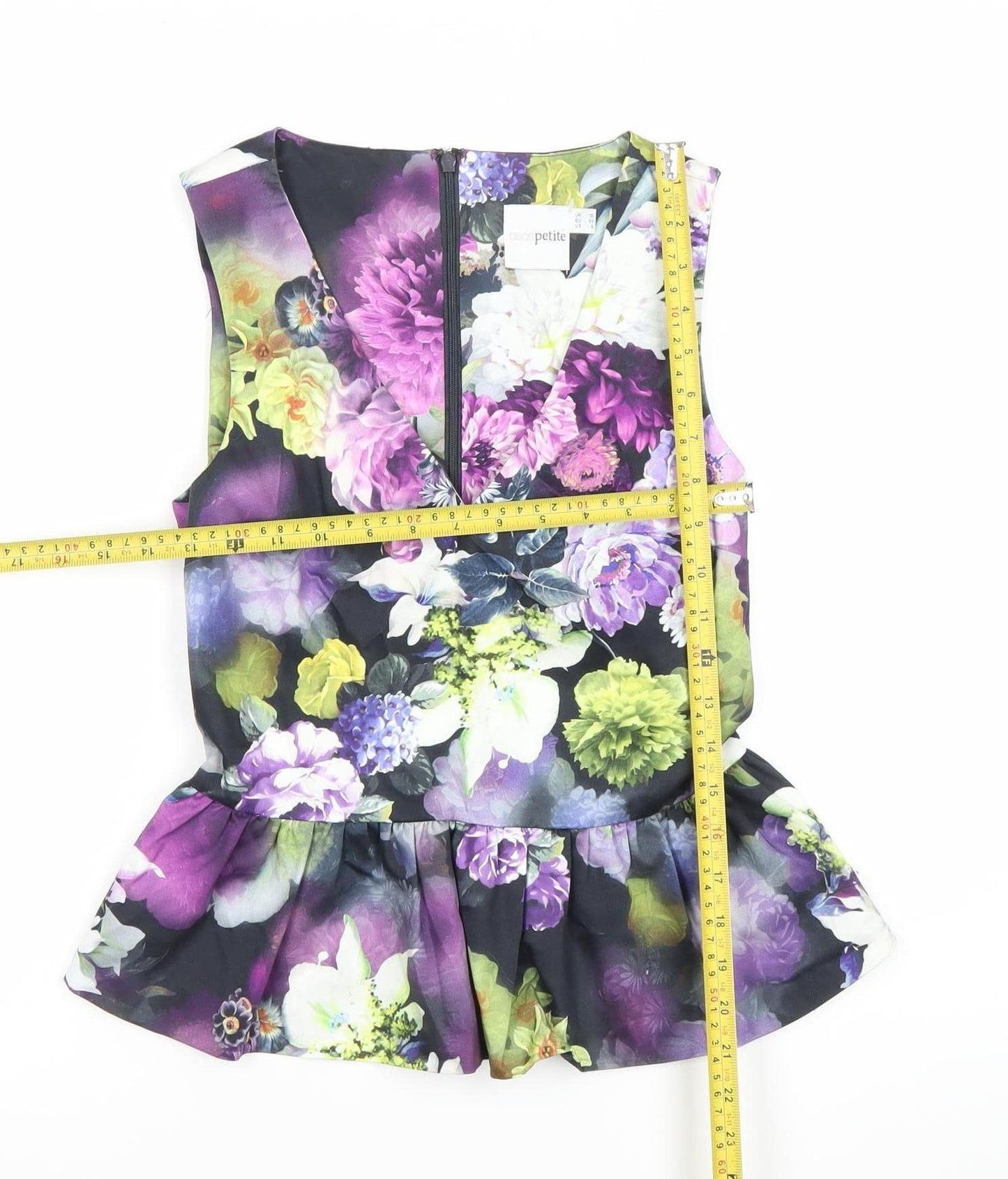 ASOS Petite Womens Multicoloured Floral Peplum Blouse UK 10