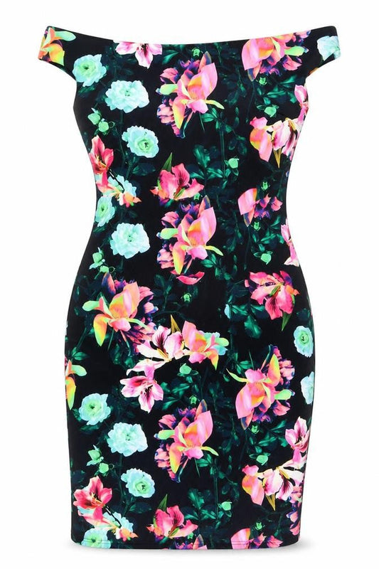 Red Herring Women’s Multicoloured Floral Bodycon Dress Size 12 One Shoulder