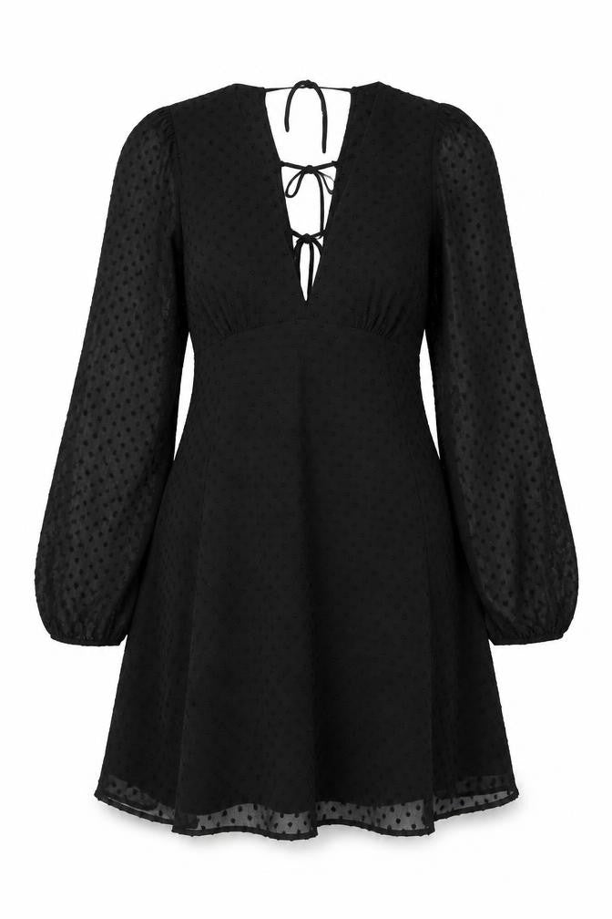 Front view of ASOS DESIGN Women’s Black, size UK 4, Short A-Line Lace Up Dress