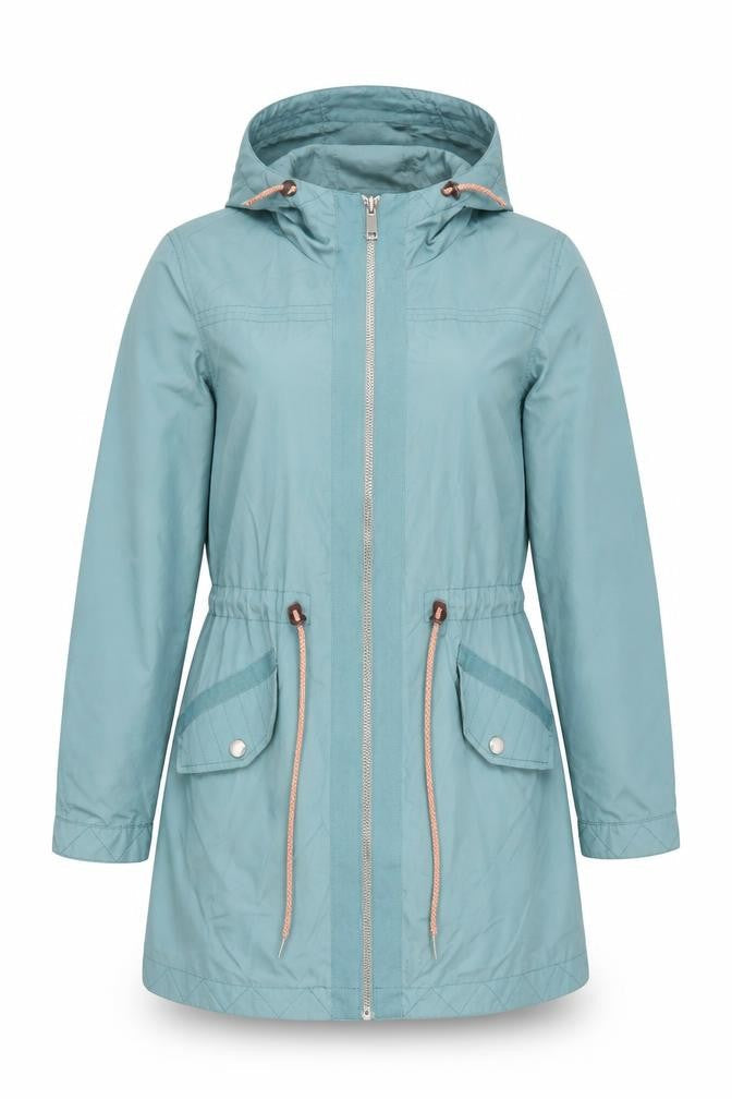 Mantaray Women’s Blue Parka Coat Size 12 Hooded Mid-Length Casual