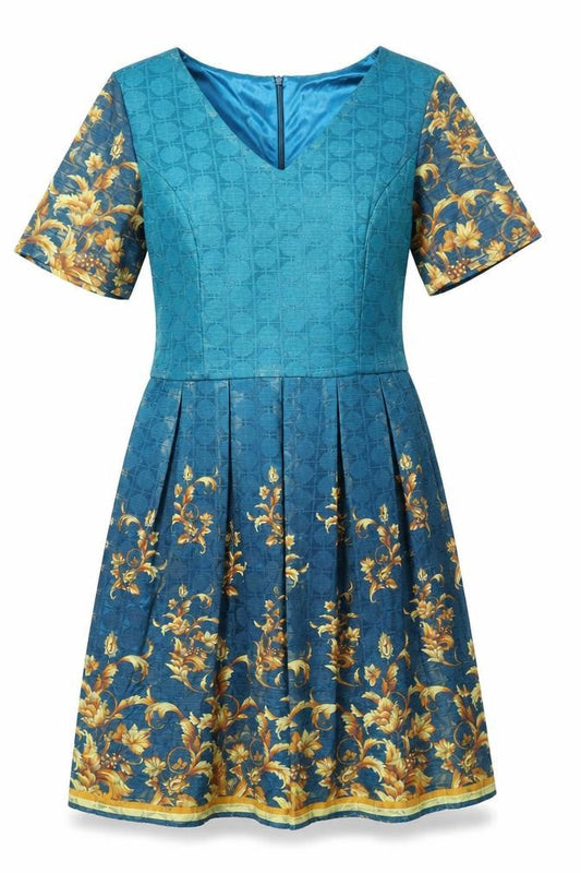 Tenki Women’s Blue Floral Fit & Flare Dress Size 8