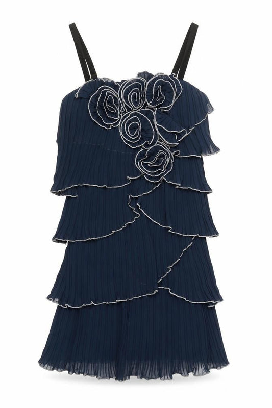 River Island Womens Blue Size 10 Shift Ruffle Cocktail Dress