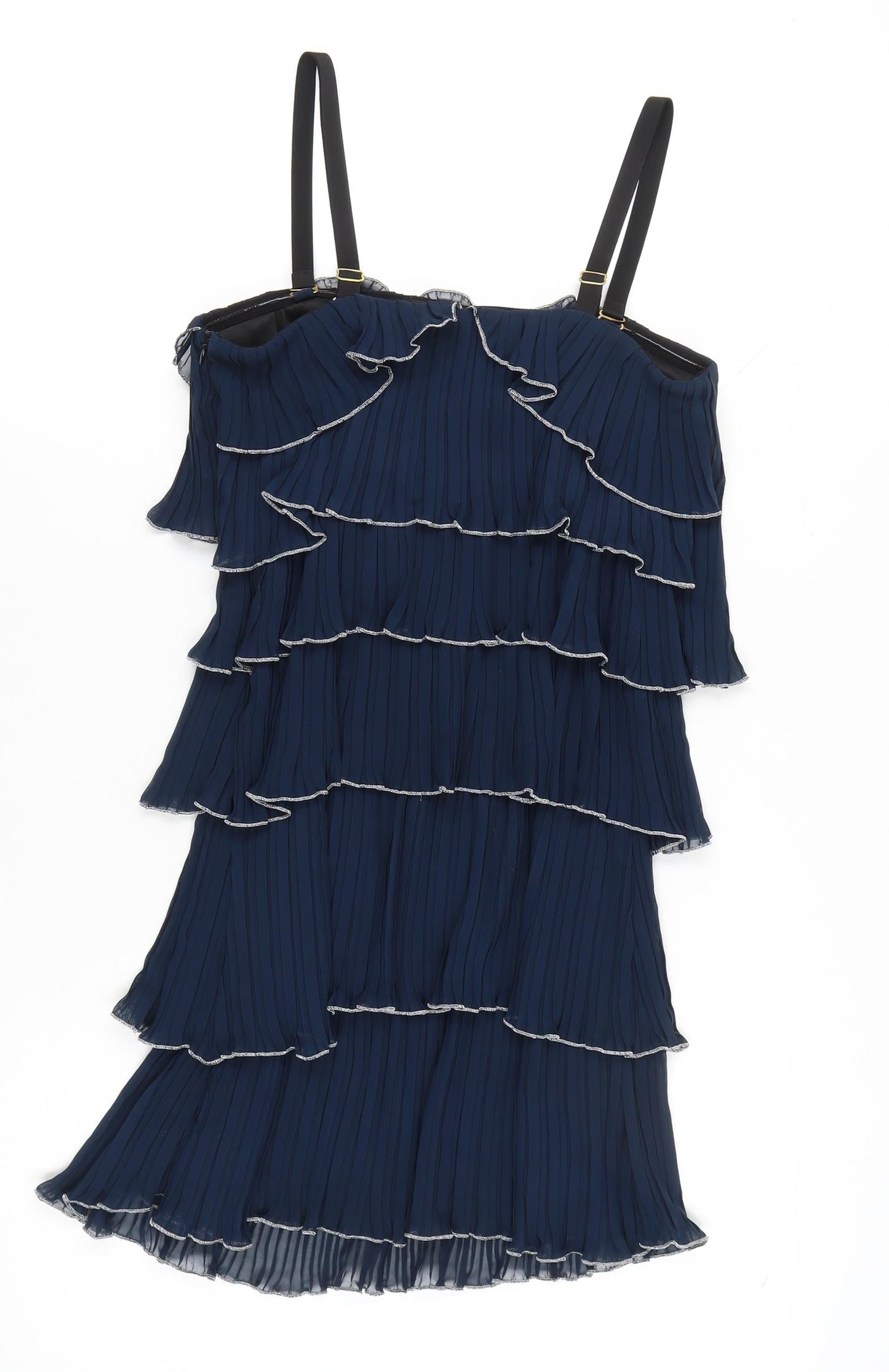 River Island Womens Blue Size 10 Shift Ruffle Cocktail Dress