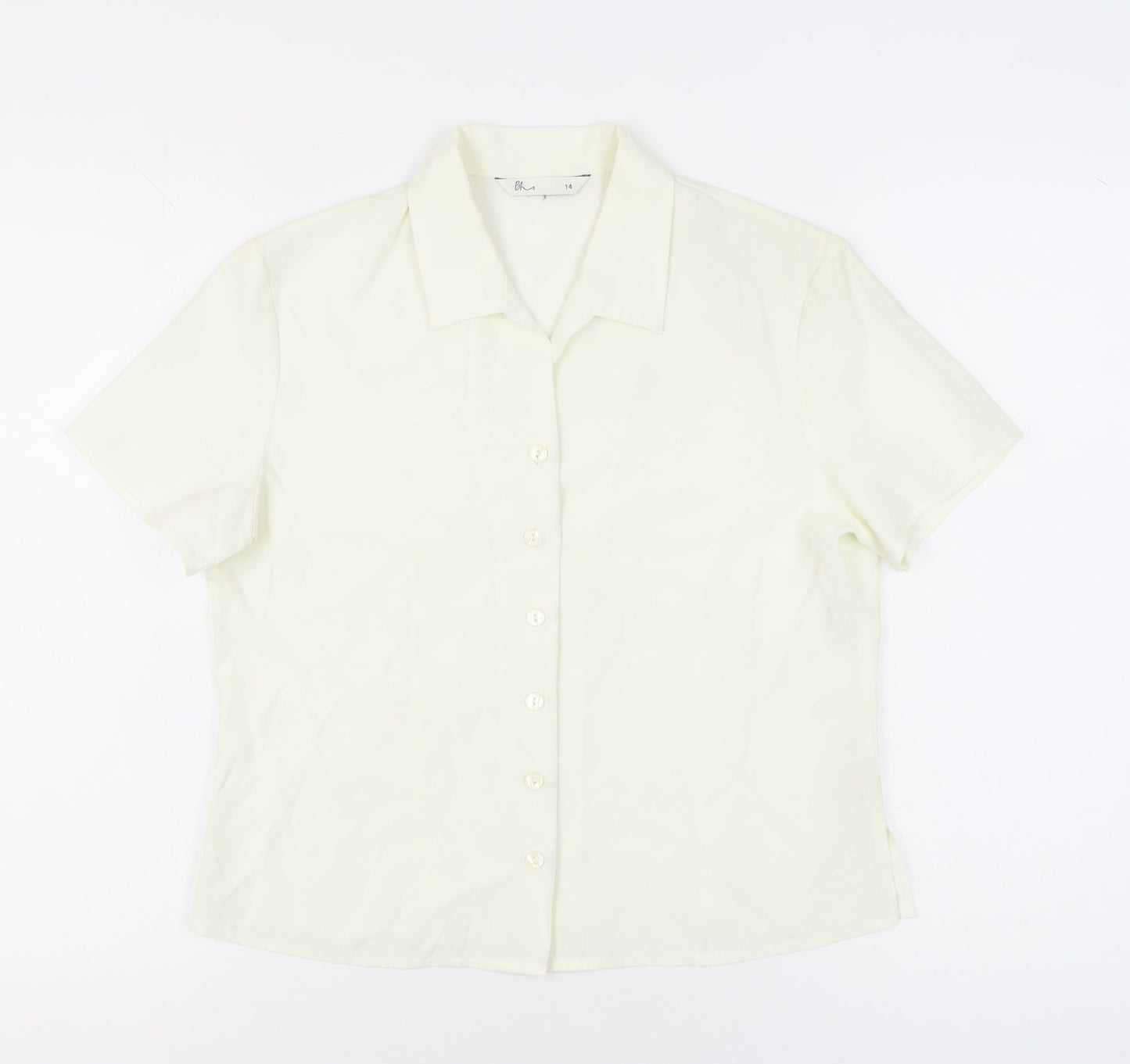 BHS Women’s Ivory Short Sleeve Button-Up Shirt Size 14