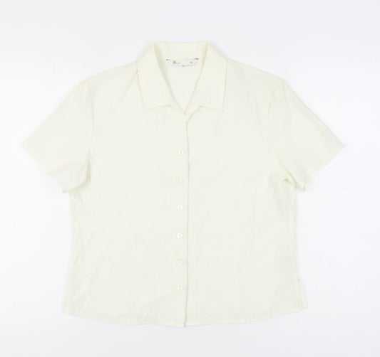 BHS Women’s Ivory Short Sleeve Button-Up Shirt Size 14
