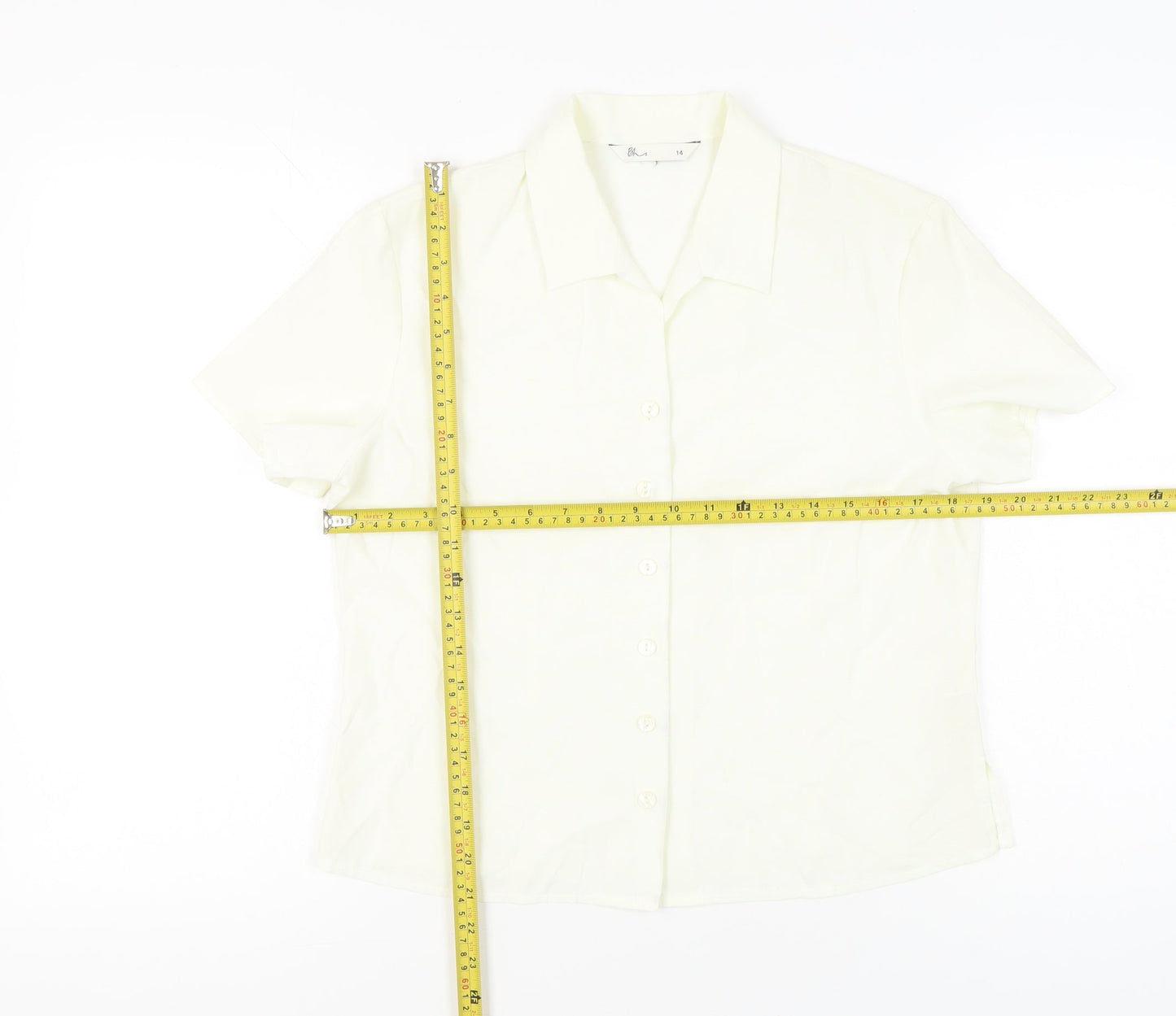 BHS Women’s Ivory Short Sleeve Button-Up Shirt Size 14