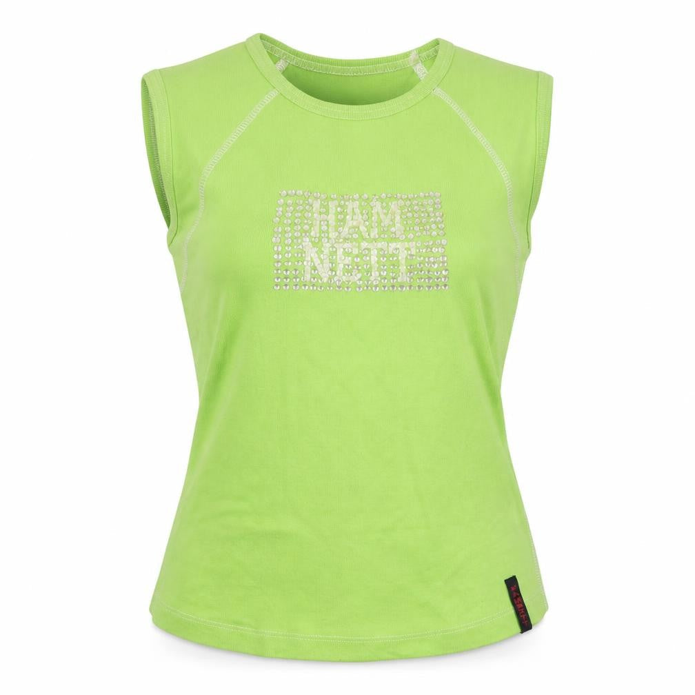 Hamnett Women’s Green Cotton Rhinestone Tank Top Size M