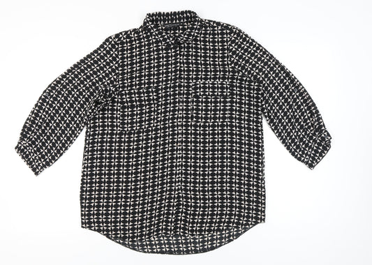 Dorothy Perkins Women’s Black Geometric Button-Up Shirt UK 14