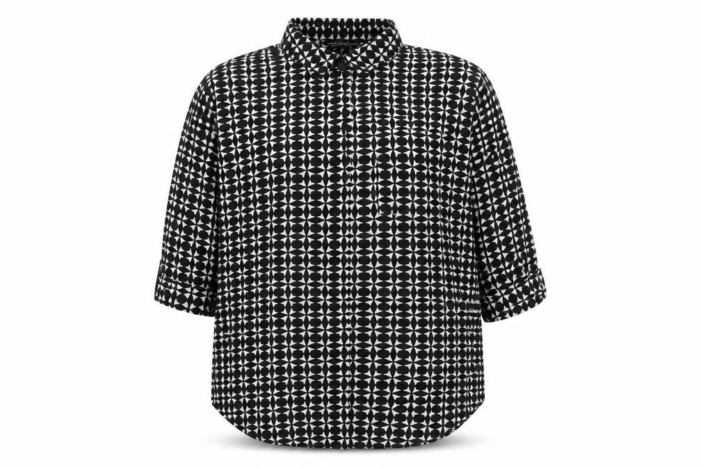 Dorothy Perkins Women’s Black Geometric Button-Up Shirt UK 14