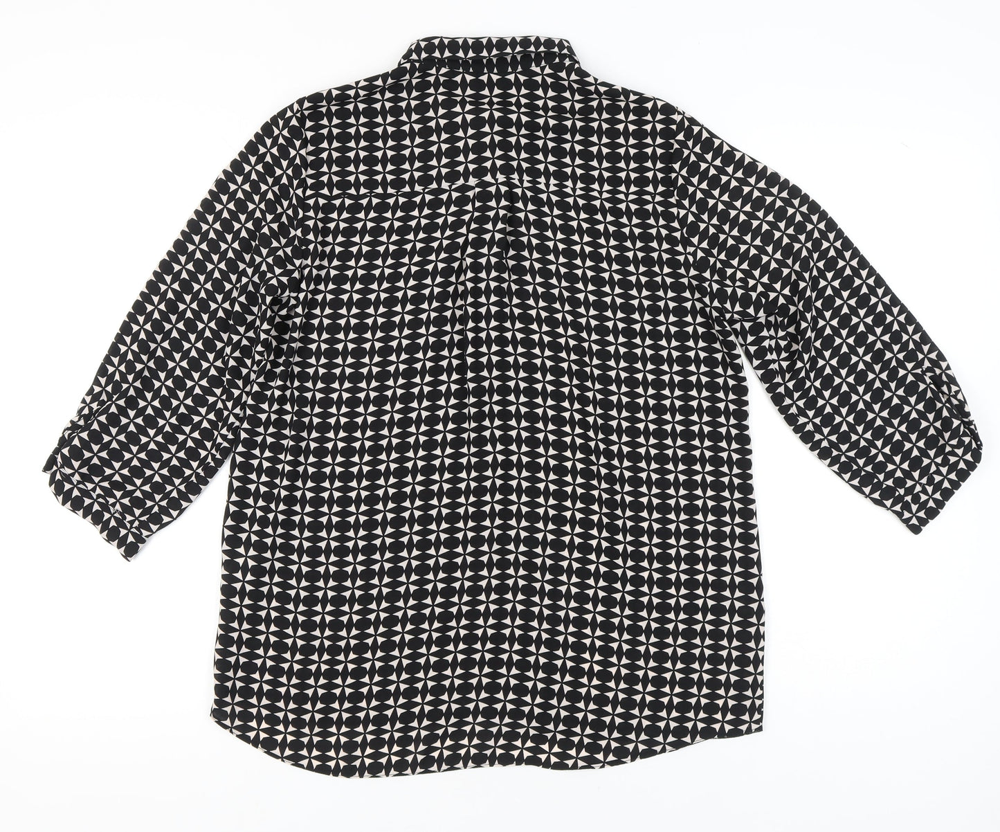 Dorothy Perkins Women’s Black Geometric Button-Up Shirt UK 14