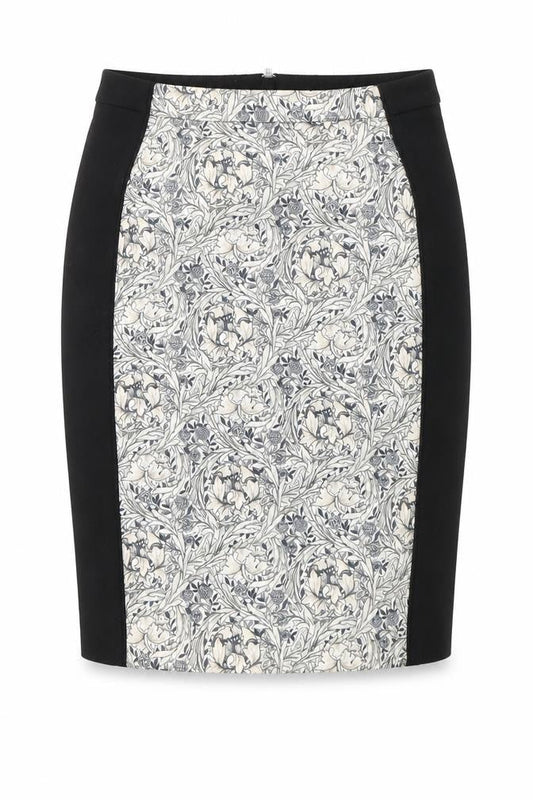 H&M Women’s Black White Floral Pencil Skirt Size 10 Knee Length