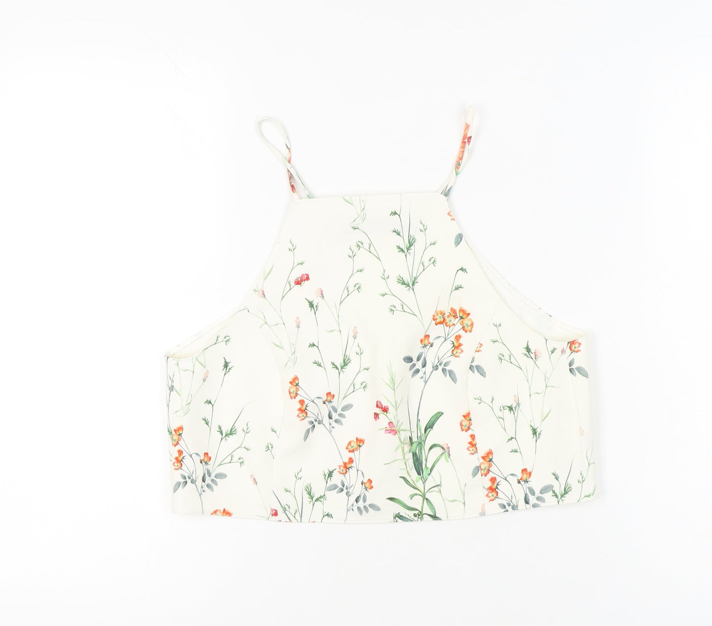 Zara Women Ivory Floral Halter Camisole Top Size 12