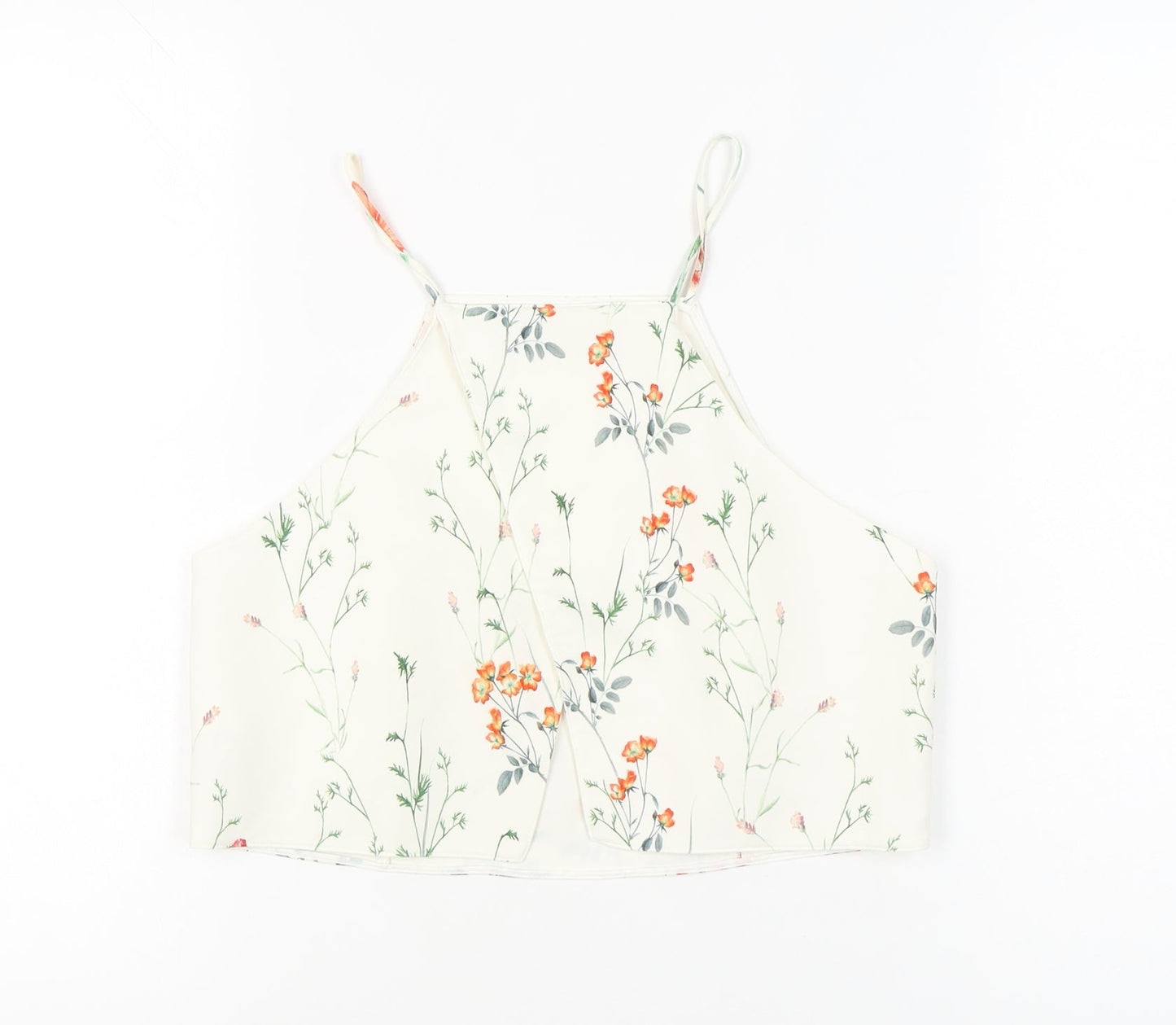 Zara Women Ivory Floral Halter Camisole Top Size 12