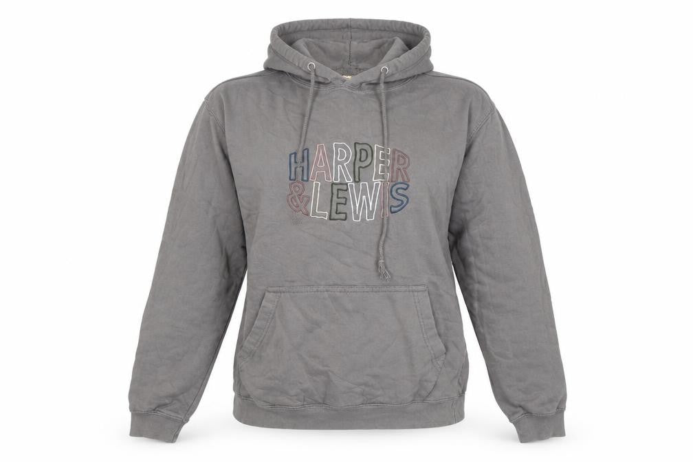 Harper & Lewis Womens Grey Pullover Hoodie Medium Embroidered Logo