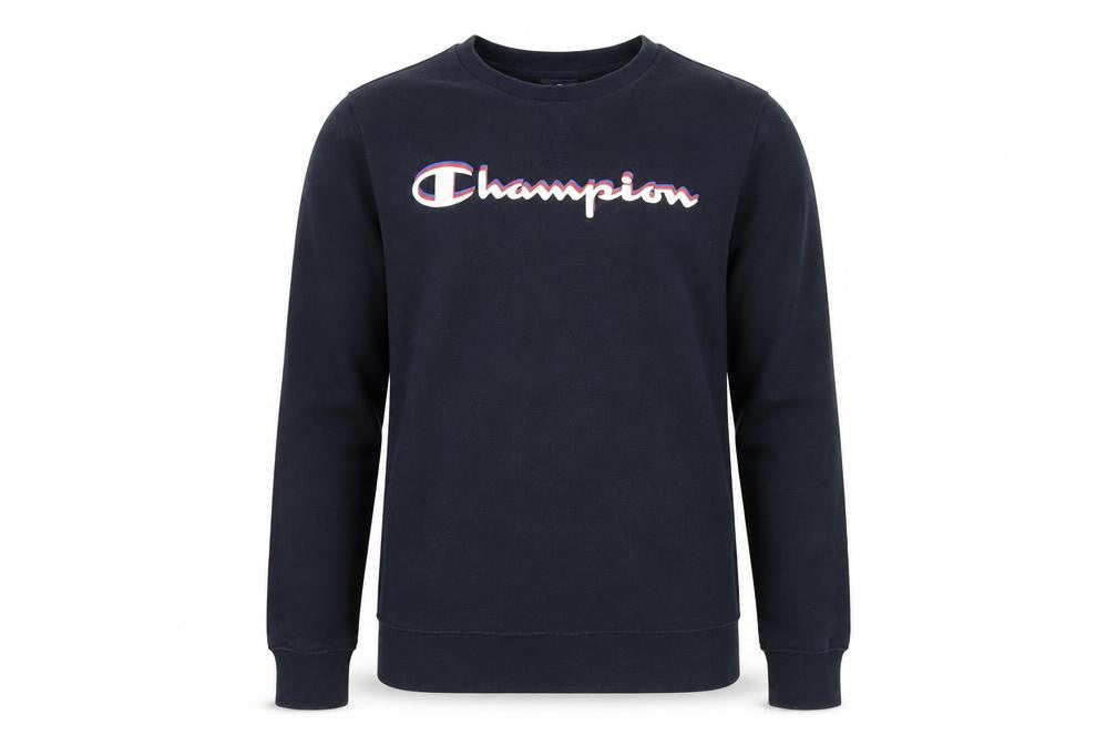 Champion Boys Black 13-14Y Logo Pullover Sweatshirt Crew Neck