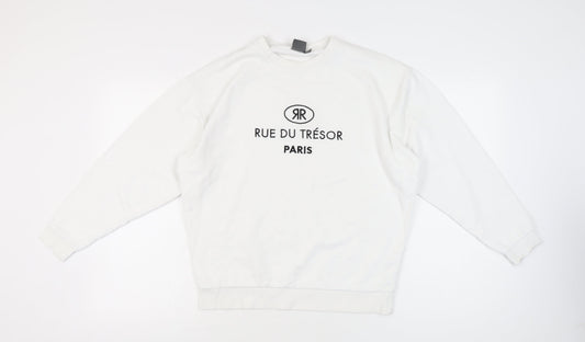 ASOS Men’s White Logo Sweatshirt XS Pullover Paris Graphic