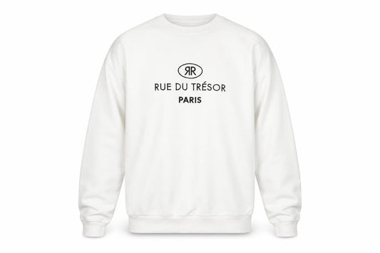 Front view of ASOS Men’s White Logo Sweatshirt XS Pullover Paris Graphic