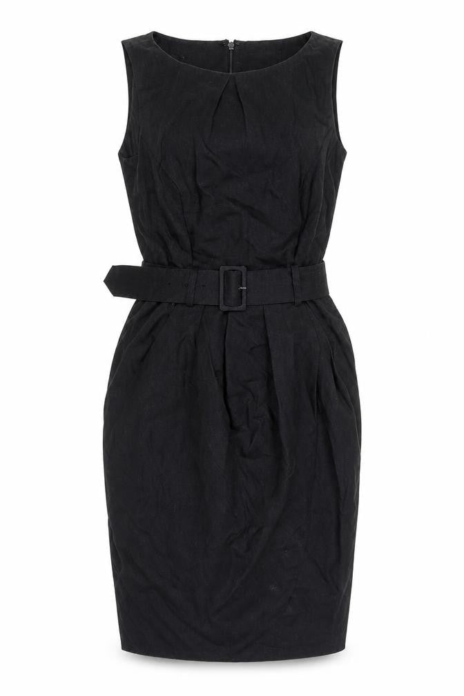 Warehouse Women’s Black Sheath Dress UK 8 Knee Length Sleeveless