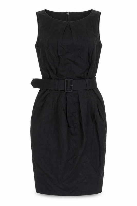 Warehouse Women’s Black Sheath Dress UK 8 Knee Length Sleeveless