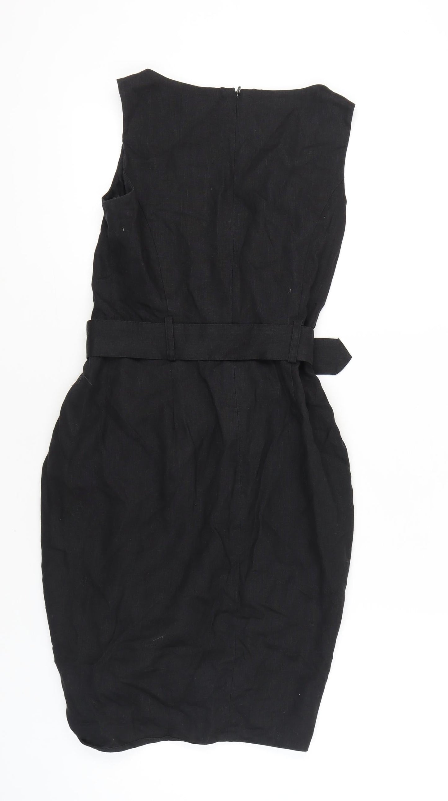 Warehouse Women’s Black Sheath Dress UK 8 Knee Length Sleeveless