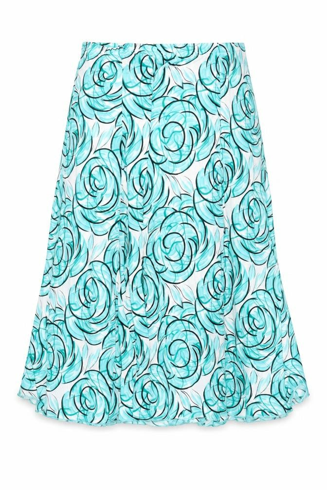 Classics Women’s Blue Floral A-Line Skirt L/XL Knee Length
