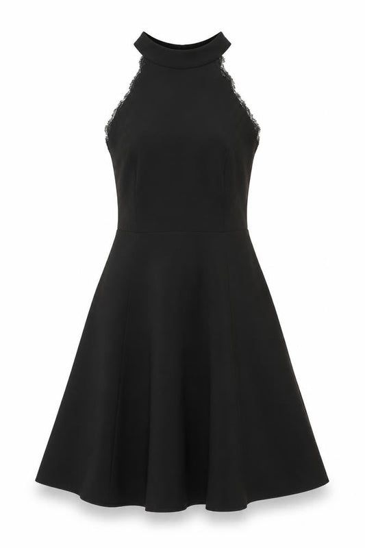 River Island Women’s Black Size 8 Lace Halter Fit & Flare Party Dress