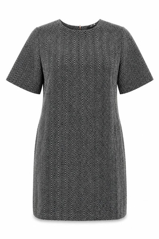 Next Women’s Black Herringbone Shift Dress Size 8 Workwear