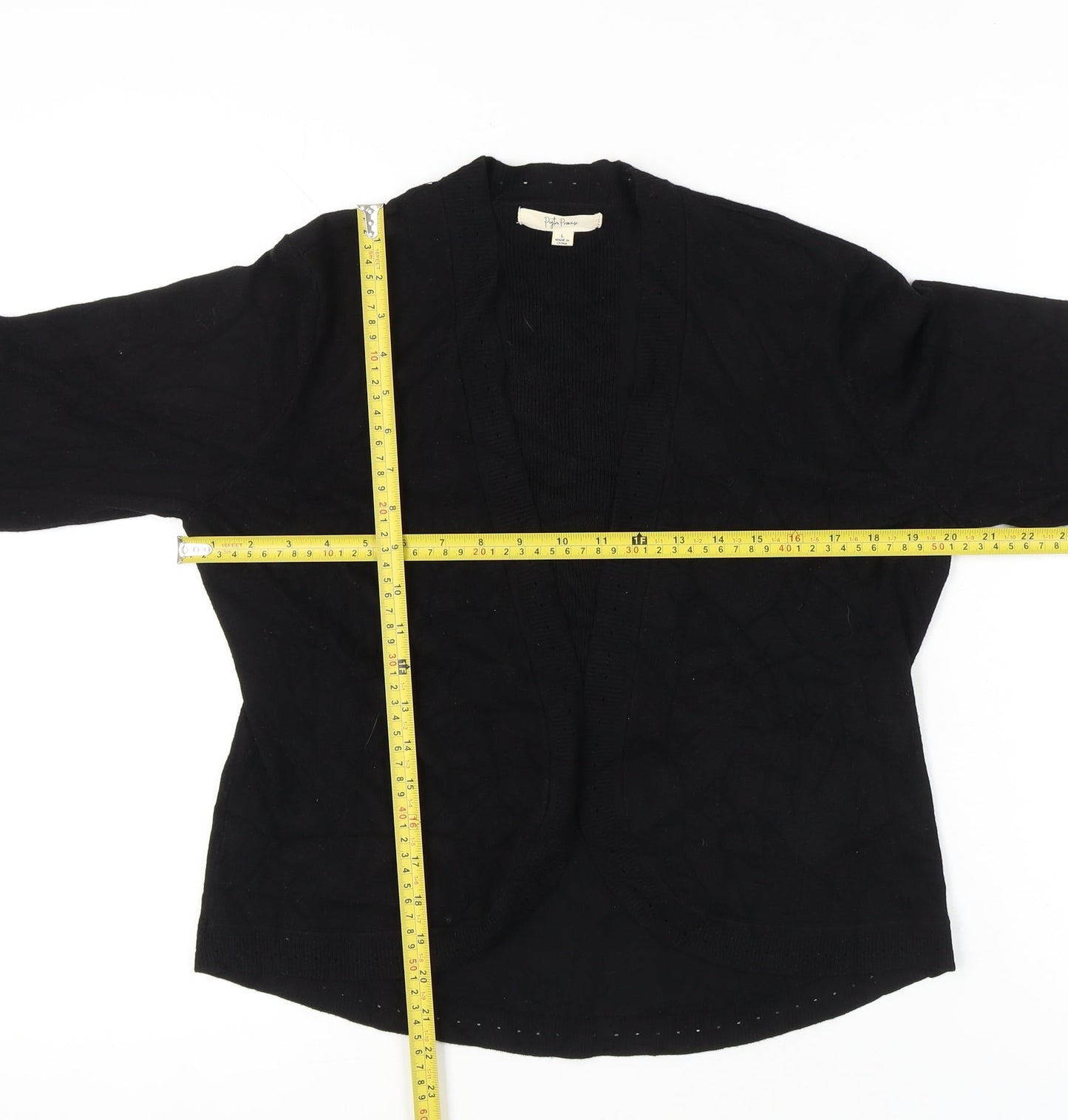 Peyton Primrose Women Black L Cardigan Knit Long Sleeve Open Front