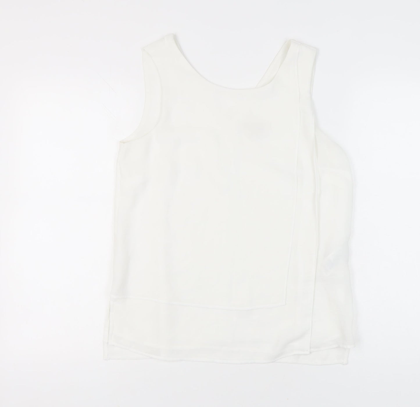 Phase Eight Women’s White Sleeveless Tank Top Size 10 Chiffon Polyester