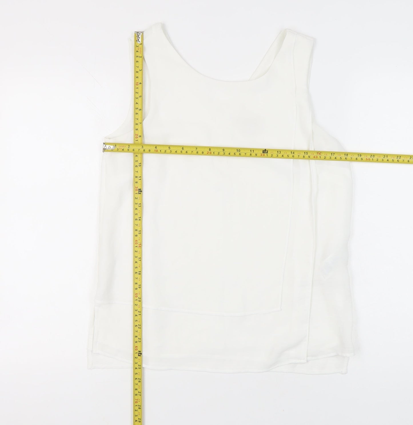 Phase Eight Women’s White Sleeveless Tank Top Size 10 Chiffon Polyester