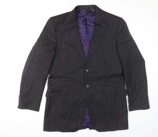 Marks and Spencer Men’s Black Pinstripe Wool Blazer Jacket 40L